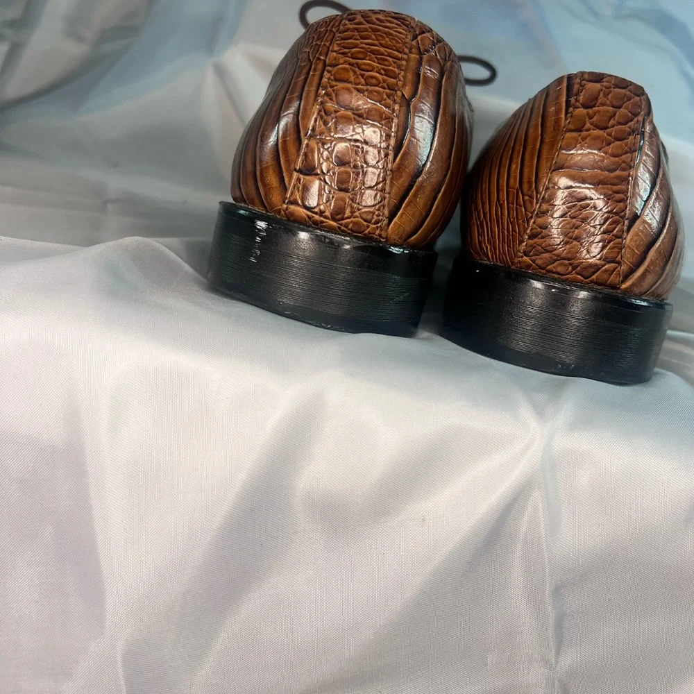 Expressions Brown/Black Faux Gator/Croc Size 9 Mens Dress Shoes‎
